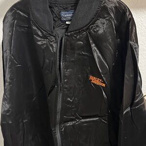 Harley-Davidson Black and Orange silky Bomber Jacket